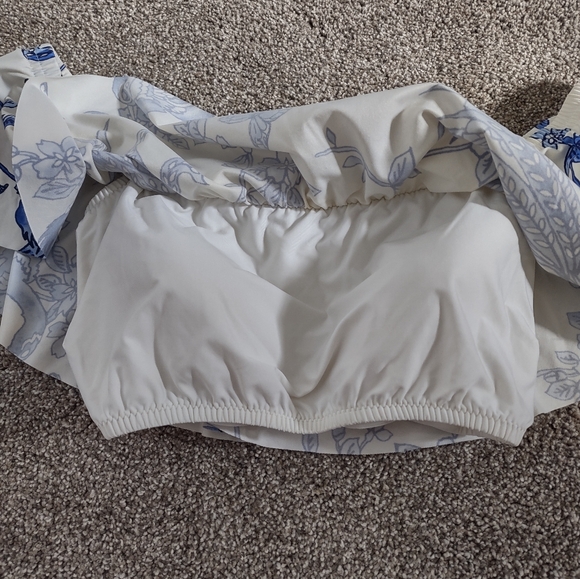 Tara Grinna bikini blue floral size 6 high rise size 34 off the shoulder top - Picture 9 of 13